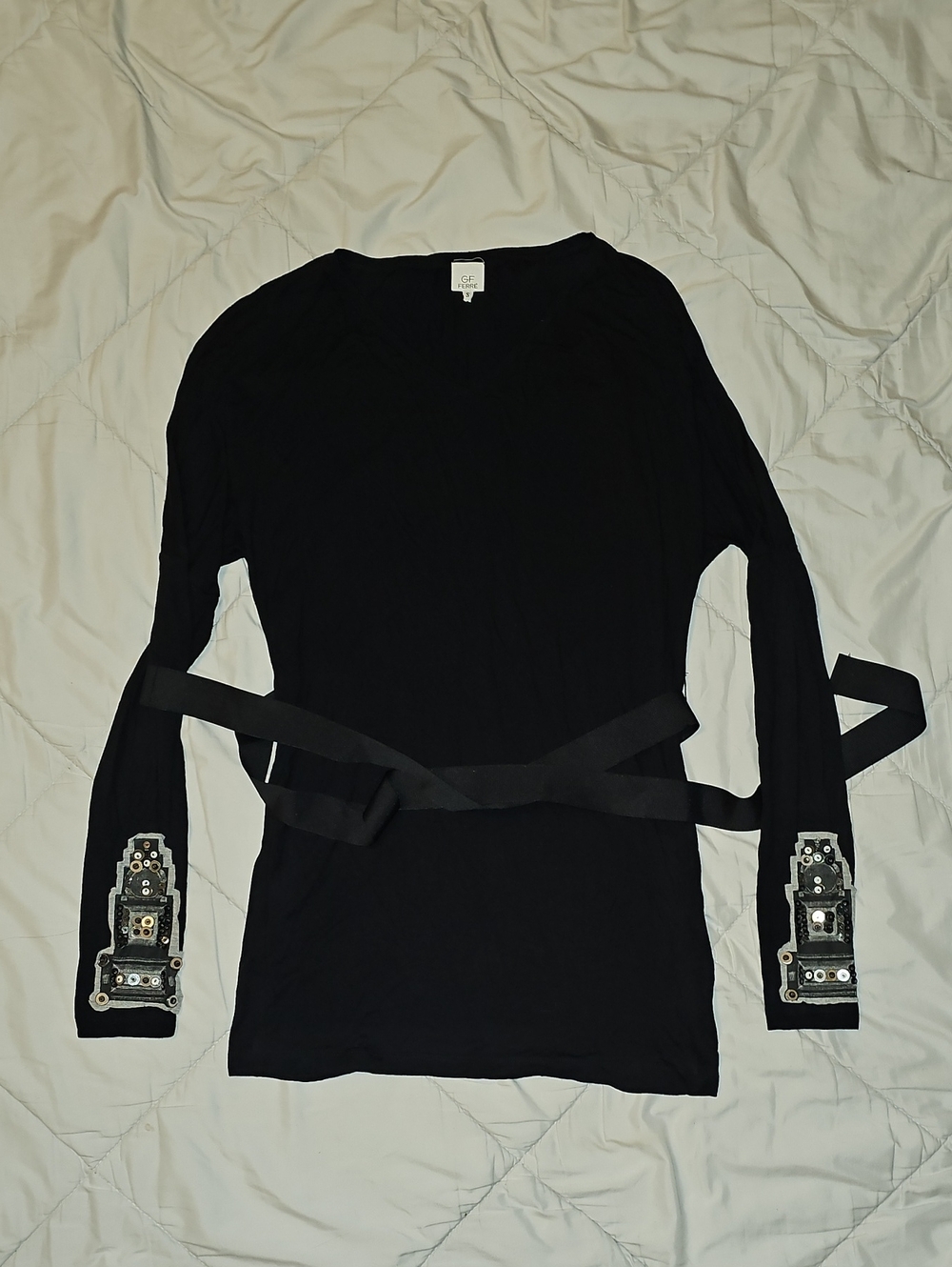 GF FRRRE tunic Top Black Pullover Sequin Details